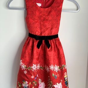 Bonnie Jean Girls size 6 Red Holiday Dress with Nutcracker Print. 🎄